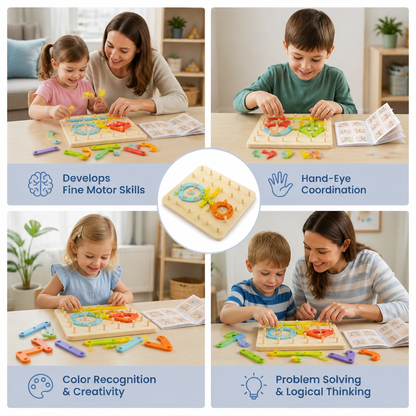 Creative Montessori wooden nail puzzle toy
