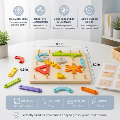 Creative Montessori wooden nail puzzle toy