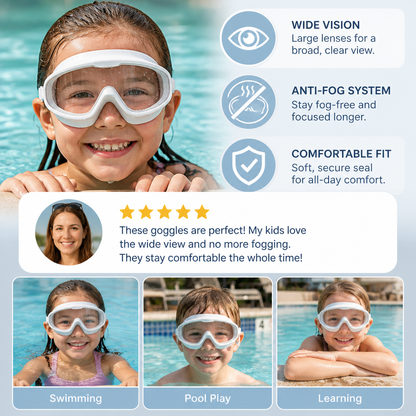 Kids Swimming goggles with large frames and anti-fog system