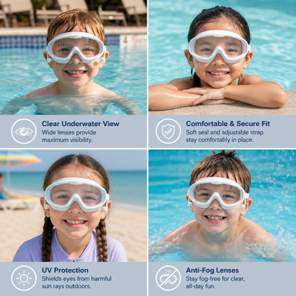 Kids Swimming goggles with large frames and anti-fog system