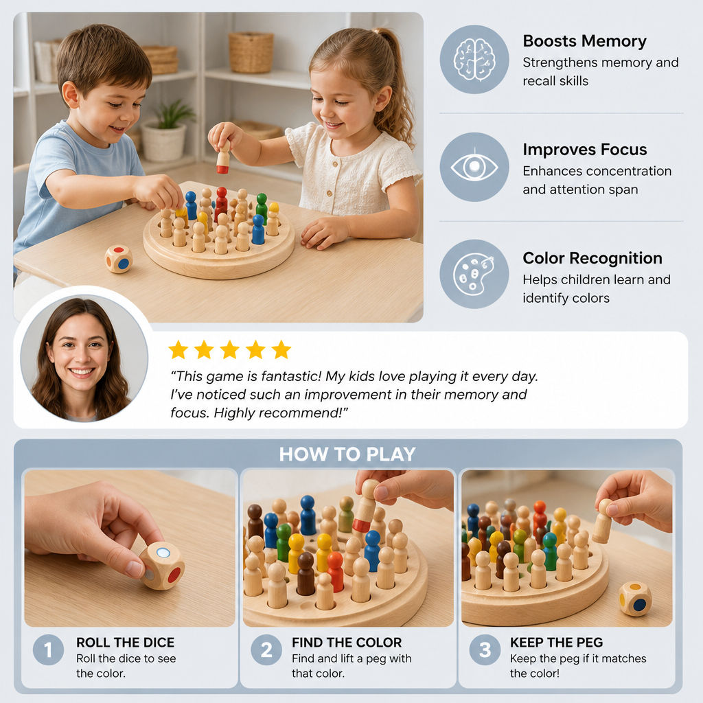 Educational Wooden Memory Chess Game