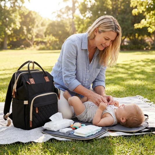 3-in-1 Travel Diaper Backpack with Foldable Baby Bed – Perfect for On-the-Go Parents