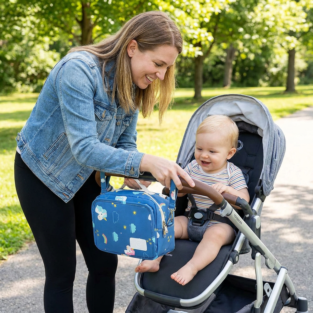 3in1 Stroller Organizer Bag – Waterproof Diaper Caddy with Insulated Pockets