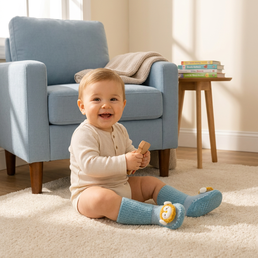 Warm Baby Non-Slip Socks – Lined Knee-High Socks with Cute Design for Babies & Toddlers