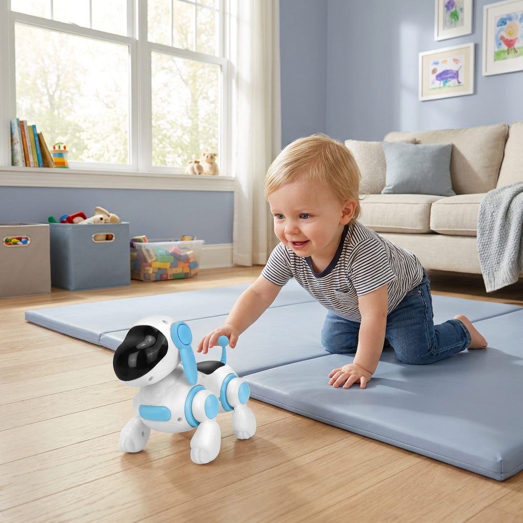 Electric Robot Dog Toy with Walking, Sound & LED Lights for Kids