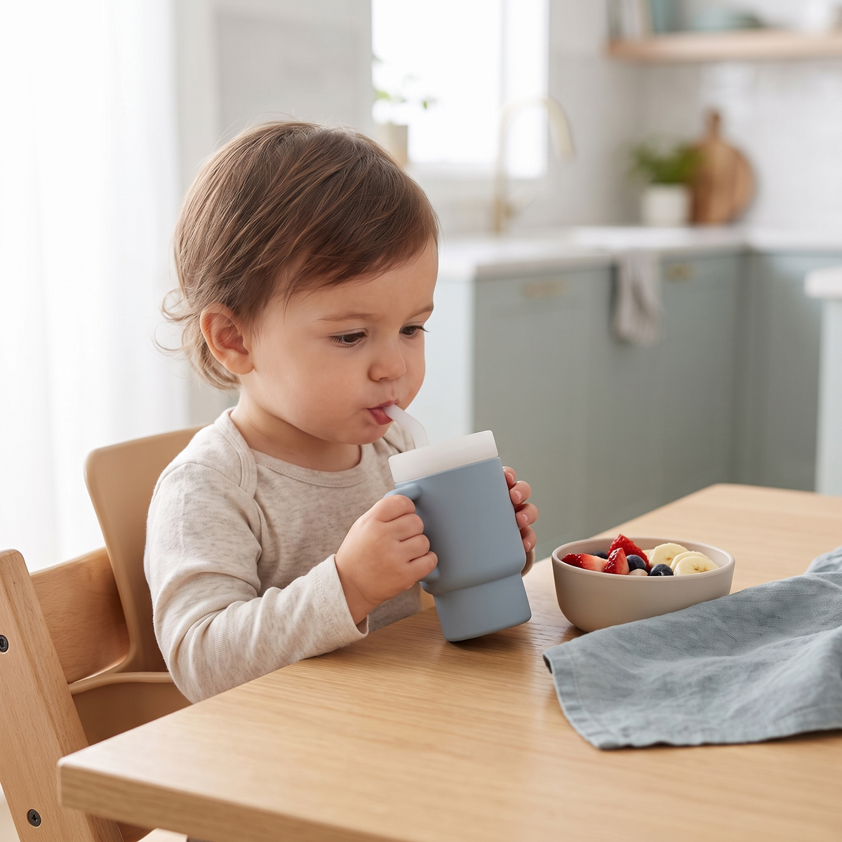 Leakproof Silicone Toddler Straw Cup