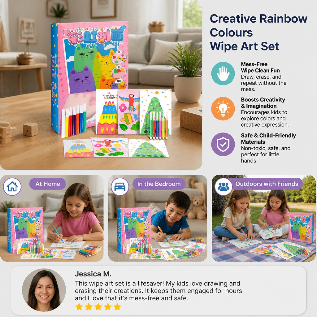 Creative Rainbow Colours Wipe Art Set