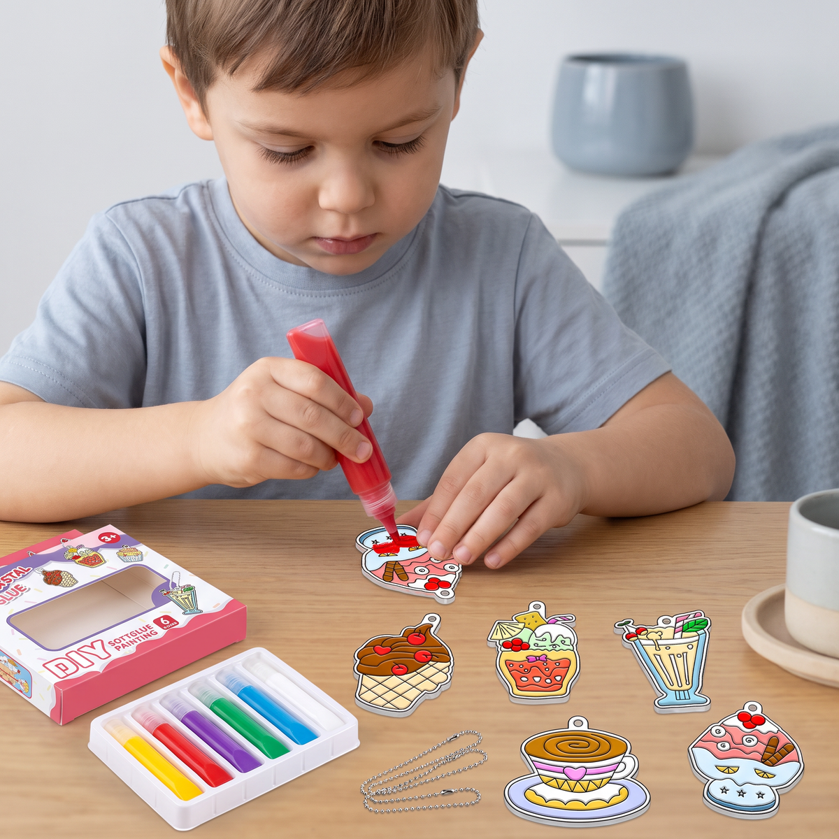 DIY Christmas No-Bake Glue Painting Ornament Craft Kit for Kids