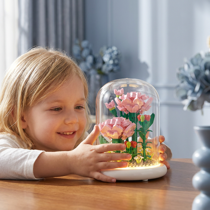 Elegant Building Block Flower in a Glass