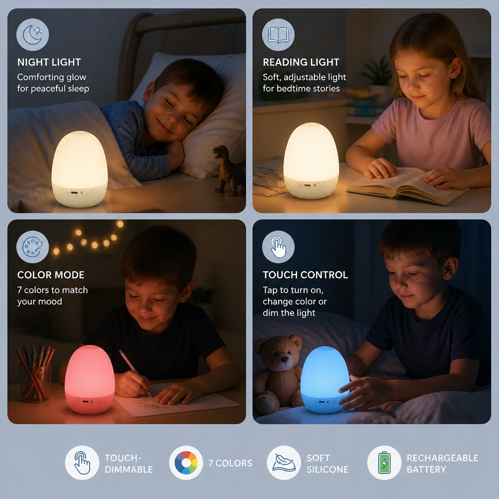 Egg-Shaped Silicone Night Light
