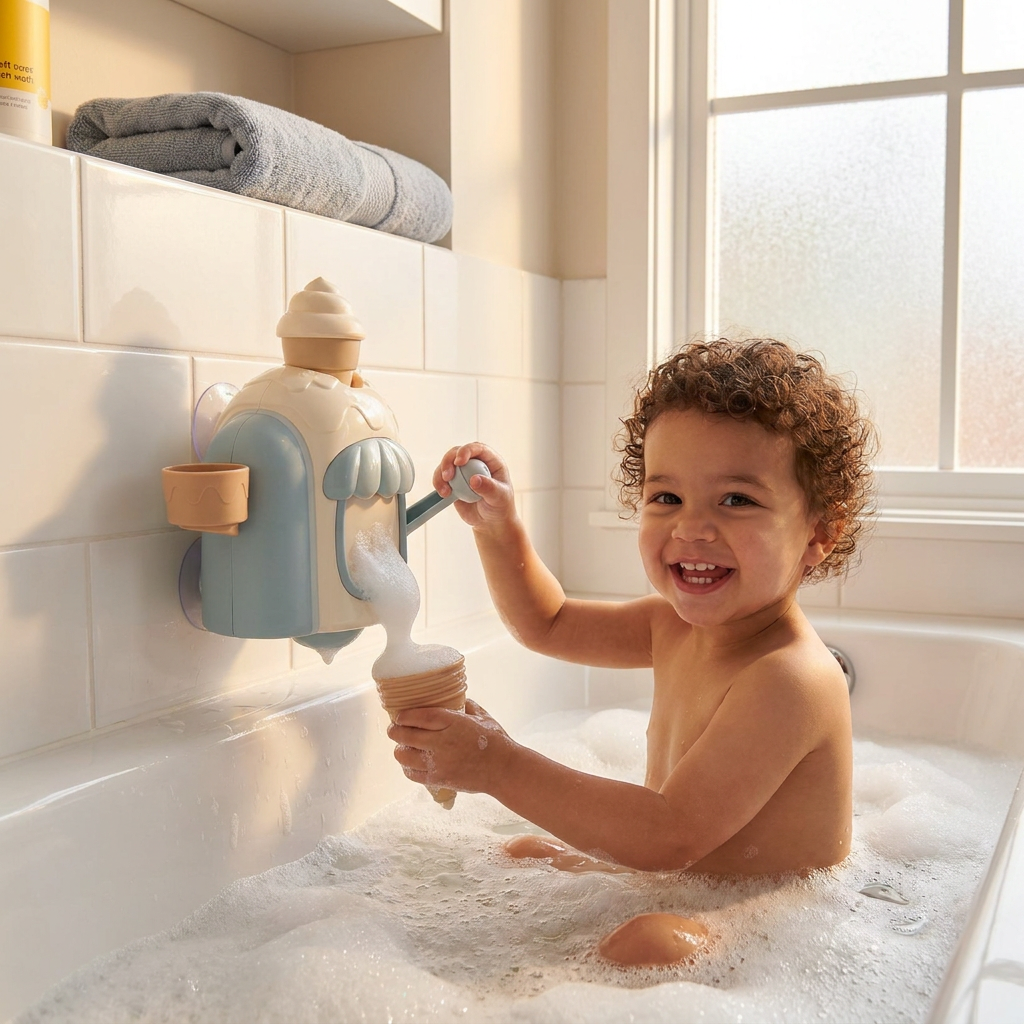 Ice Cream Machine Baby Bath Toy with Bubble Maker