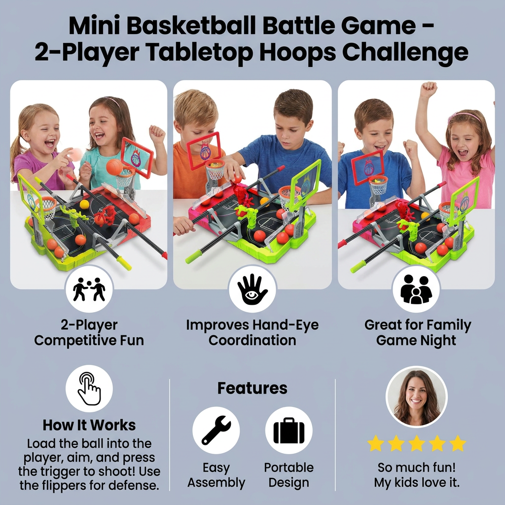 Mini Basketball Battle Game – 2-Player Tabletop Hoops Challenge