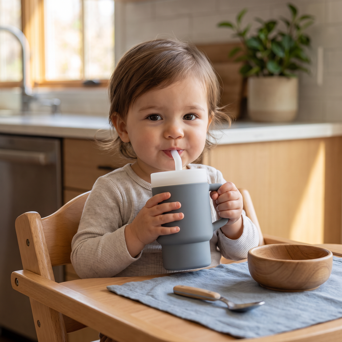 Leakproof Silicone Toddler Straw Cup