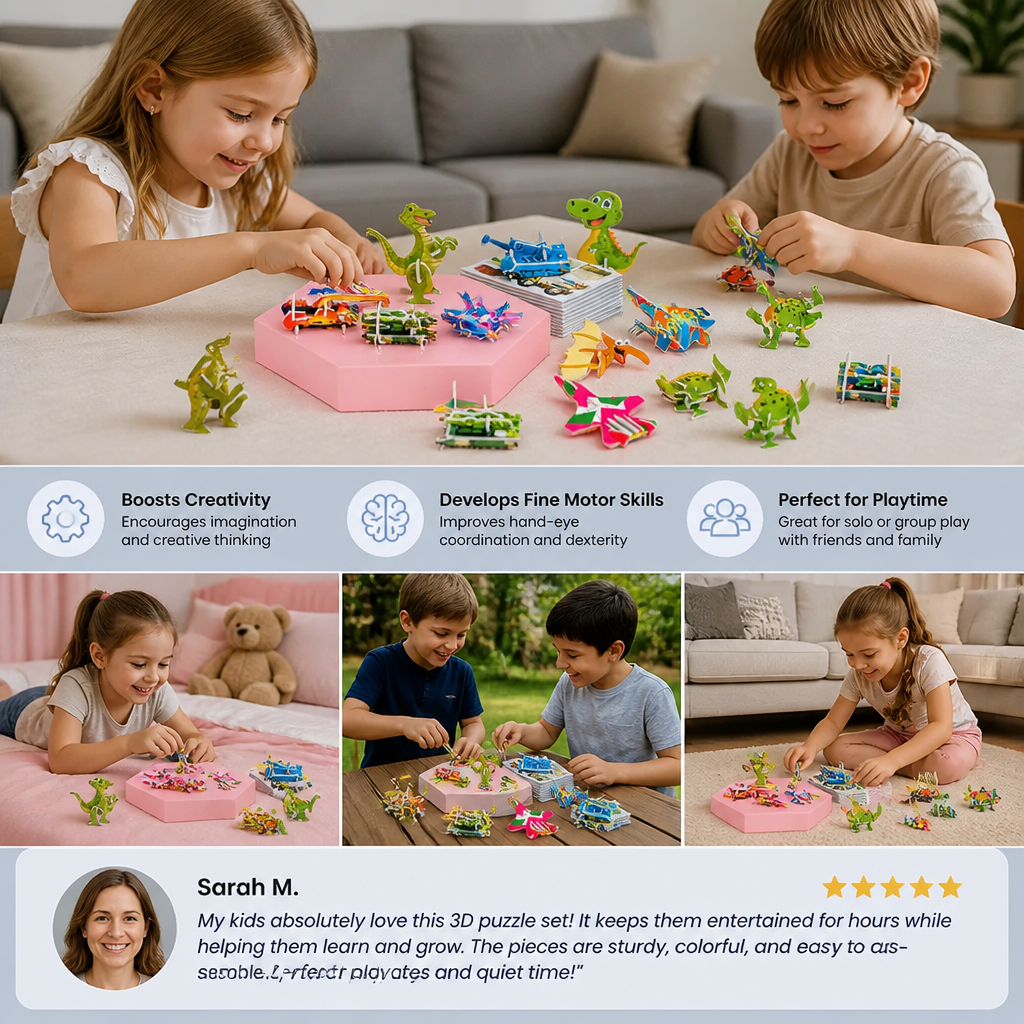 3D Cartoon Puzzle Set for Children