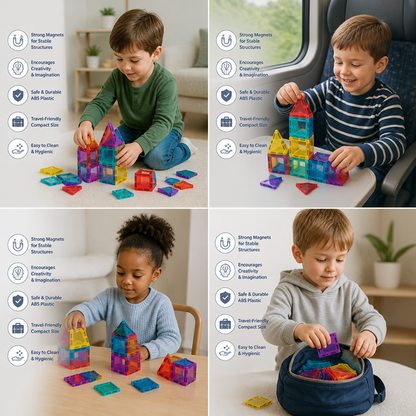 Safe Mini Magnetic Tiles Travel Set with Compact Storage Case