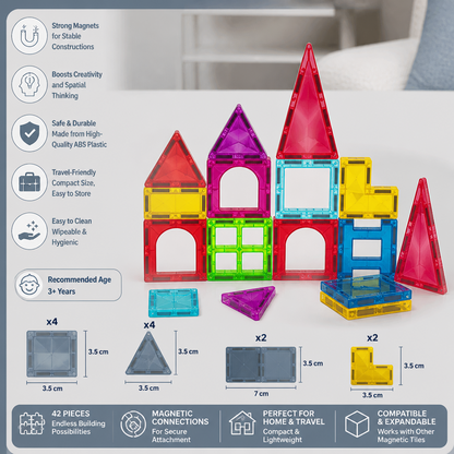 Safe Mini Magnetic Tiles Travel Set with Compact Storage Case