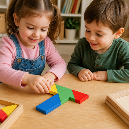 Wooden Tangram Puzzle – Montessori Geometry Learning Toy for Kids