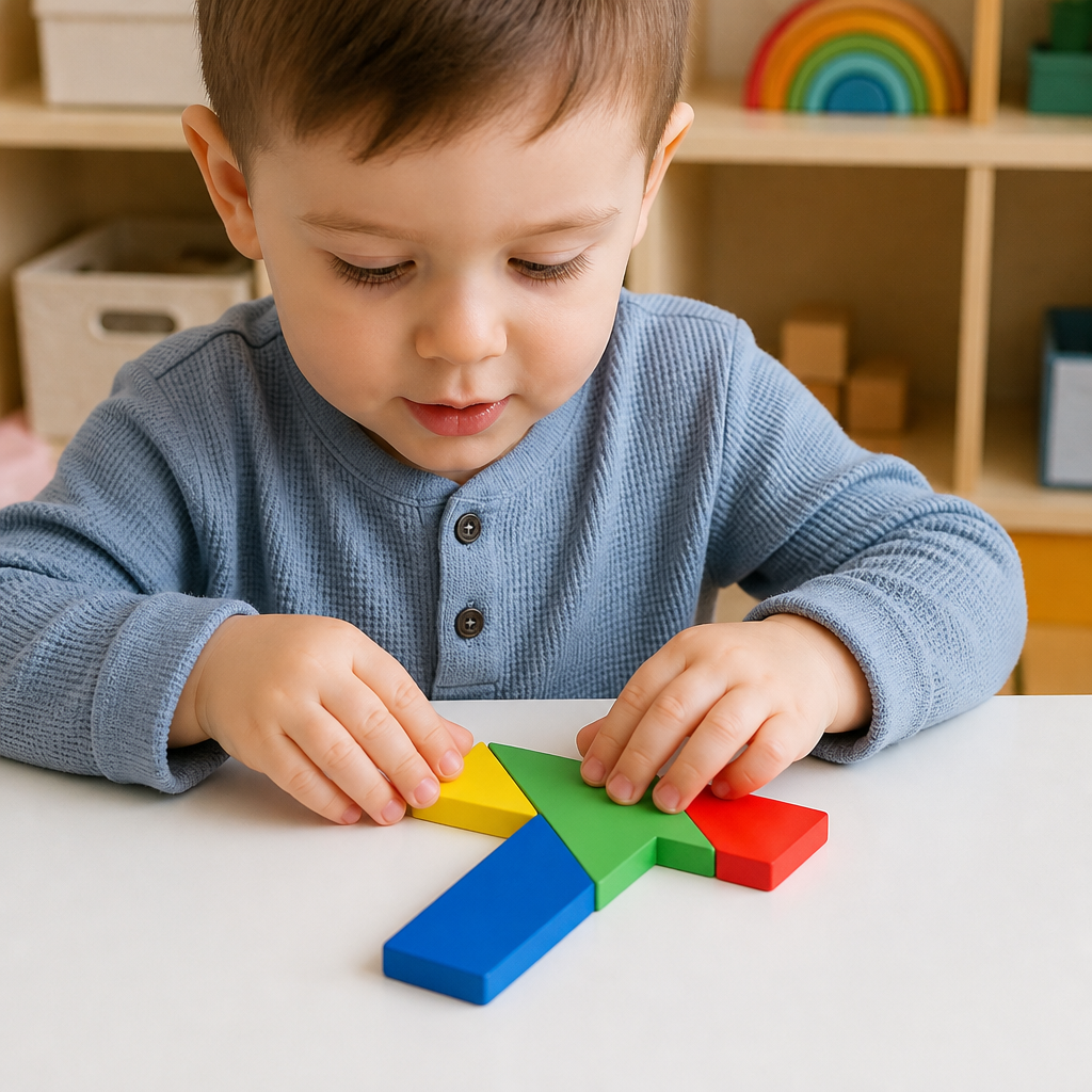 Wooden Tangram Puzzle – Montessori Geometry Learning Toy for Kids