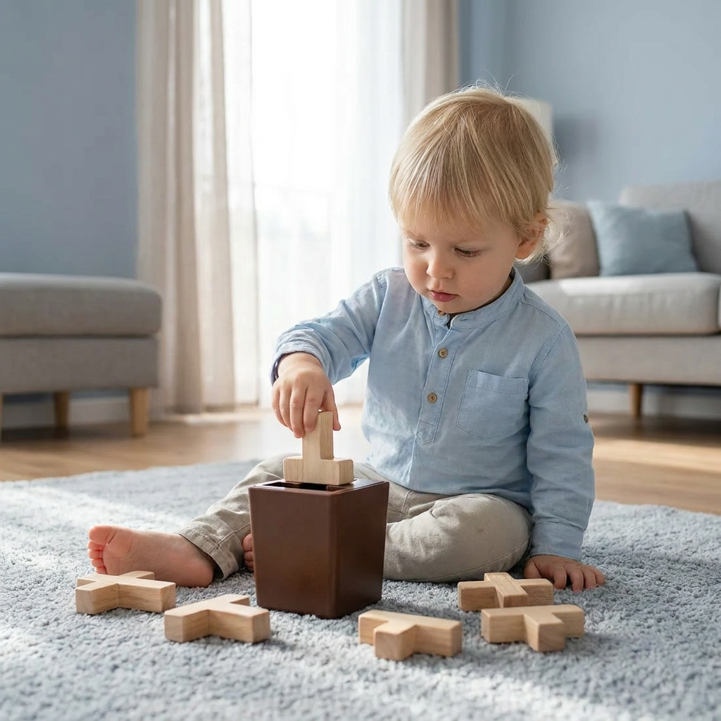 3D Wooden Logic Puzzle & Shape Challenge