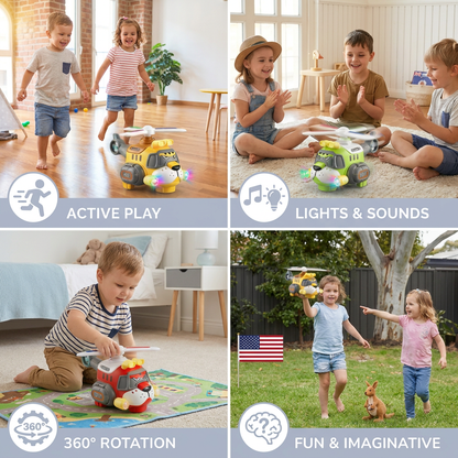 Funny Tiger Airplane Toy – 360° Rotating Kids Toy with Lights & Sound