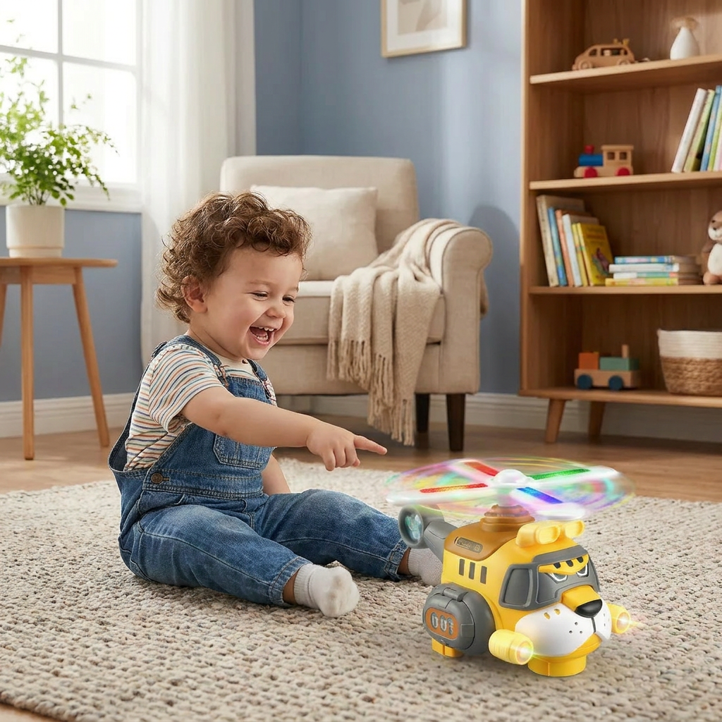 Funny Tiger Airplane Toy – 360° Rotating Kids Toy with Lights & Sound