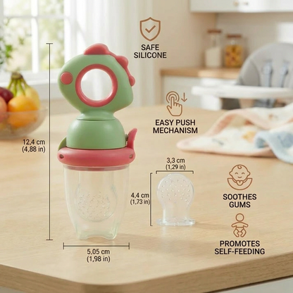 Silicone Baby Fruit Feeder & Teether with Push Mechanism