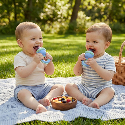 Silicone Baby Fruit Feeder & Teether with Push Mechanism