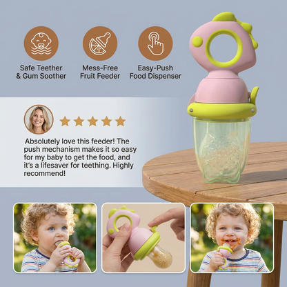 Silicone Baby Fruit Feeder & Teether with Push Mechanism