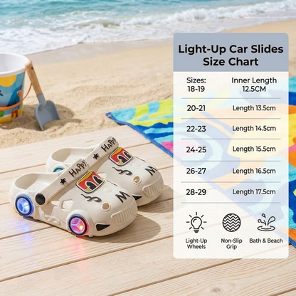 Light-Up Car Kids Slides – Non-Slip Bath & Beach Slippers
