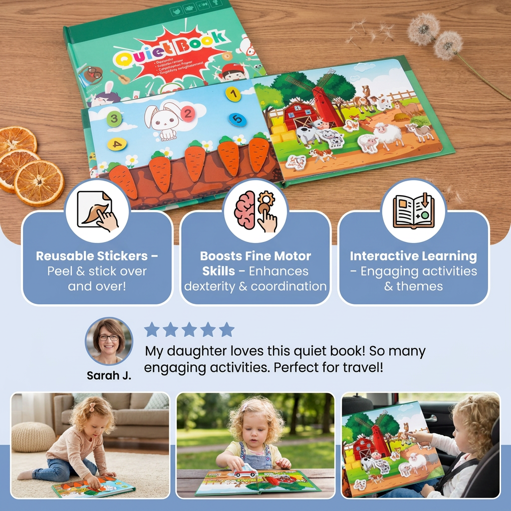 Montessori Reusable Sticker Book for Kids – Learning & Activity Busy Book