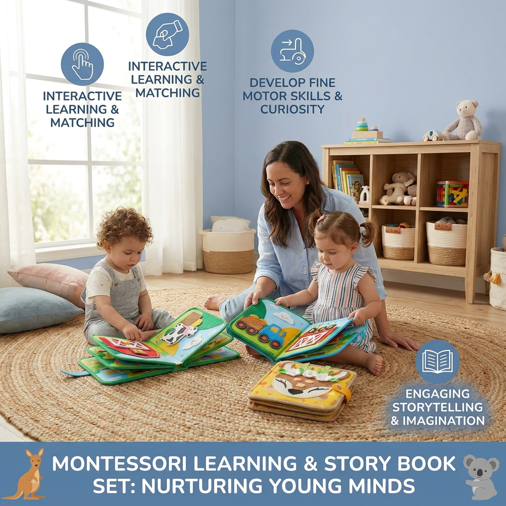 3-Piece Montessori Learning & Story Book Set for Kids