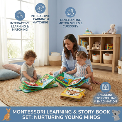 3-Piece Montessori Learning & Story Book Set for Kids