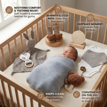 6-Piece Newborn Gift Box Set – Baby Essentials Starter Kit