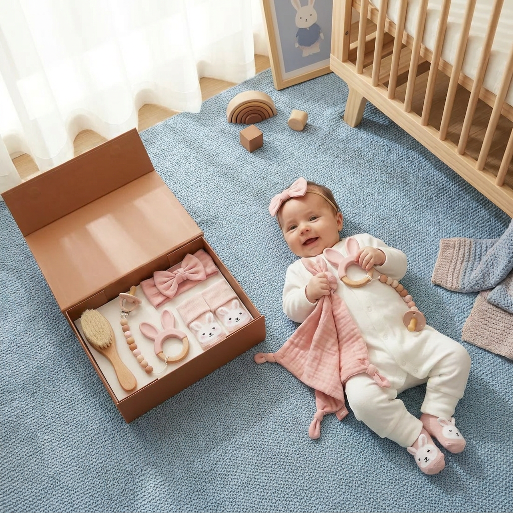 6-Piece Newborn Gift Box Set – Baby Essentials Starter Kit