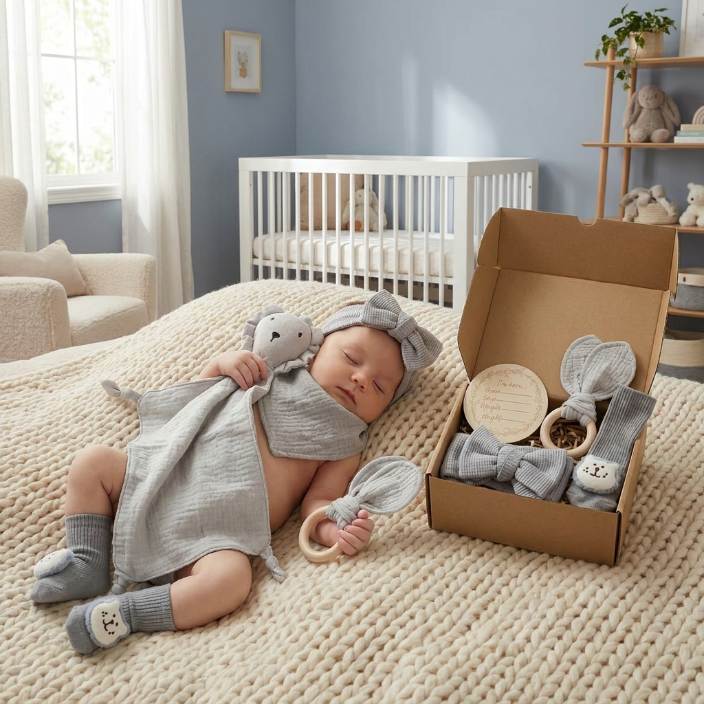6-Piece Newborn Gift Box Set – Baby Essentials Starter Kit