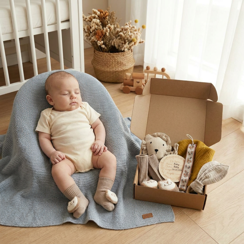 6-Piece Newborn Gift Box Set – Baby Essentials Starter Kit