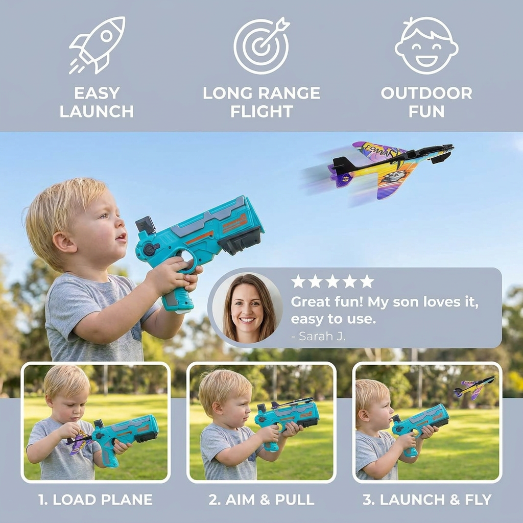 Kids Airplane Launcher – Outdoor Flying Toy Game