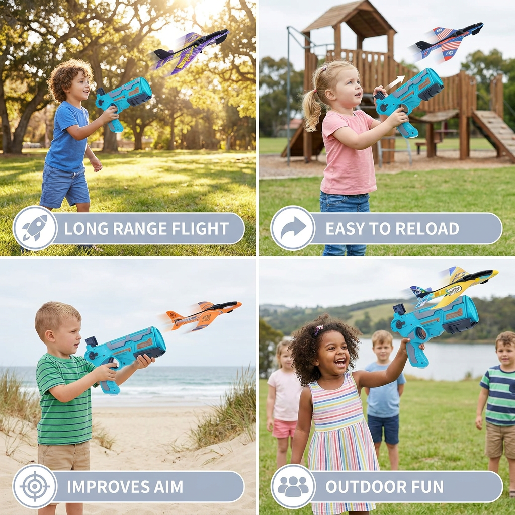 Kids Airplane Launcher – Outdoor Flying Toy Game