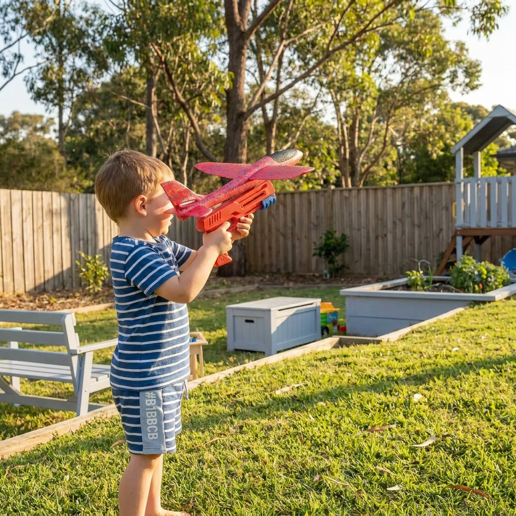 Foam Airplane Launcher for Kids – Interactive Flying Toy with Launch Gun