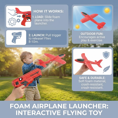 Foam Airplane Launcher for Kids – Interactive Flying Toy with Launch Gun