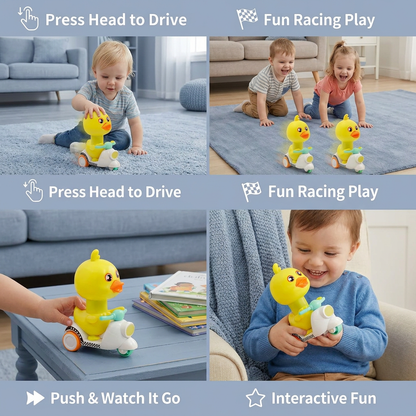 Yellow Duck Push & Go Toy – Fun Kids Scooter with Press-to-Drive Action