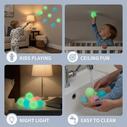 Glow in the Dark Sticky Balls – Throw & Stick Ceiling Toy for Kids & Adults