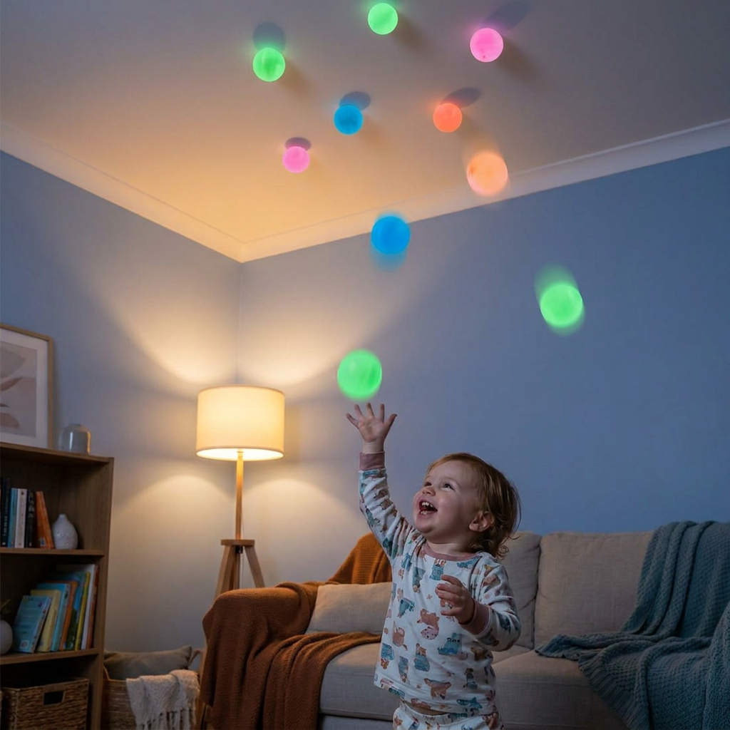 Glow in the Dark Sticky Balls – Throw & Stick Ceiling Toy for Kids & Adults