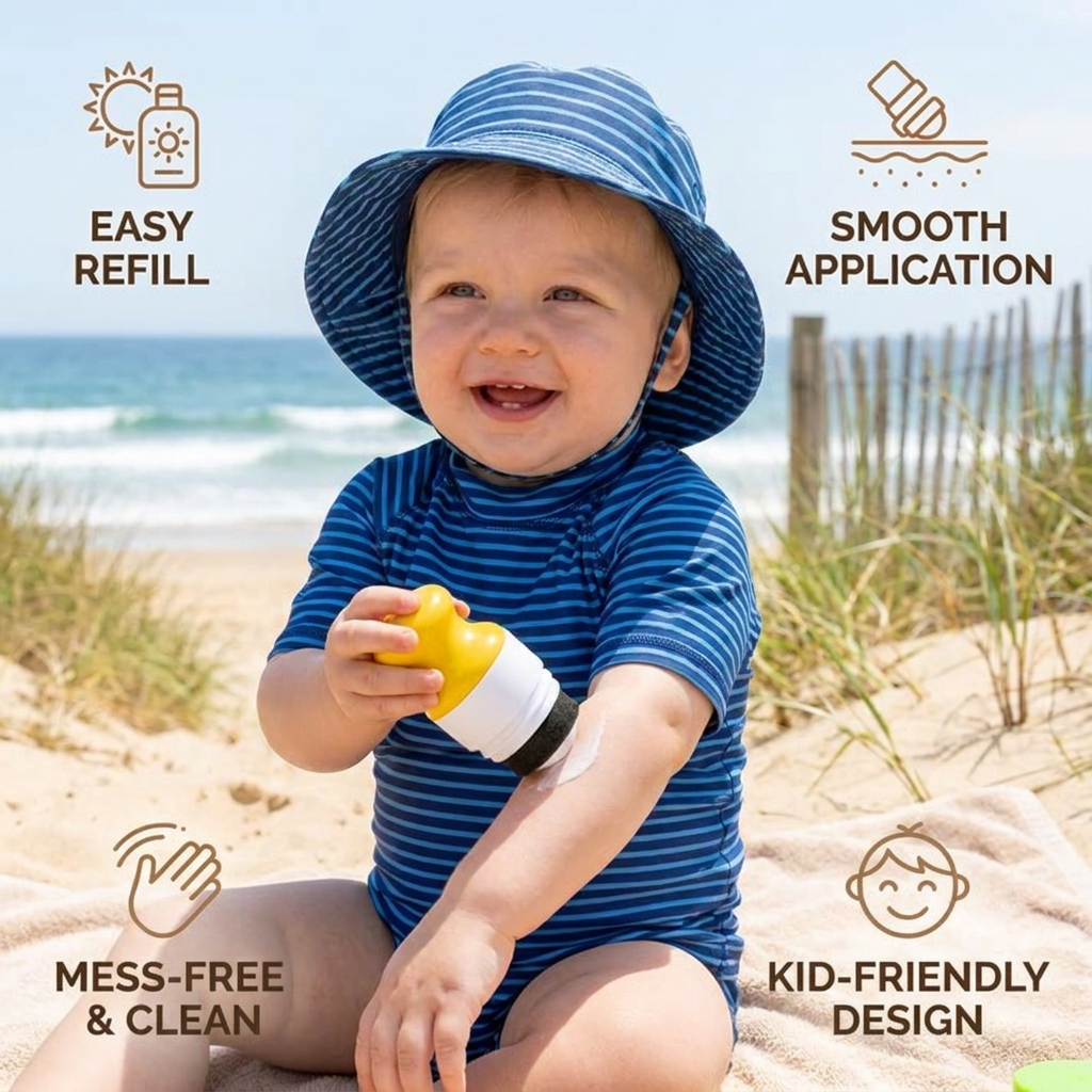 Refillable Sunscreen Roller for Kids – Easy Mess-Free Sunscreen Applicator