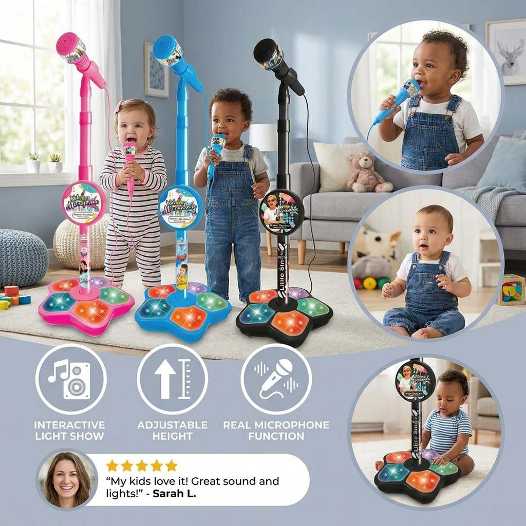 Kids Karaoke Machine with Microphone Stand – Singing Fun Set