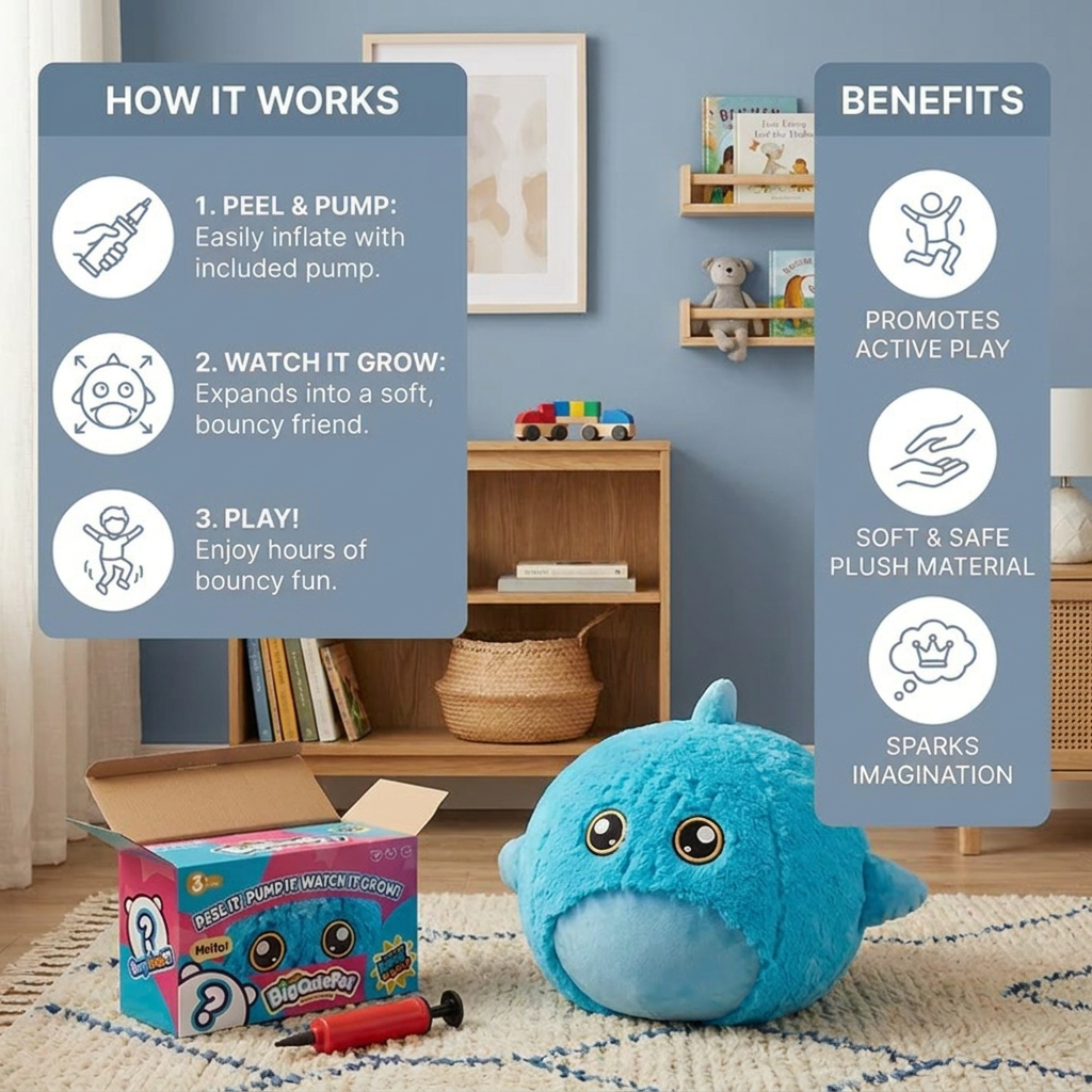 Inflatable Plush Hopping Animal for Kids – Bouncy Fun Toy