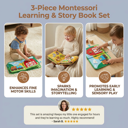 3-Piece Montessori Learning & Story Book Set for Kids