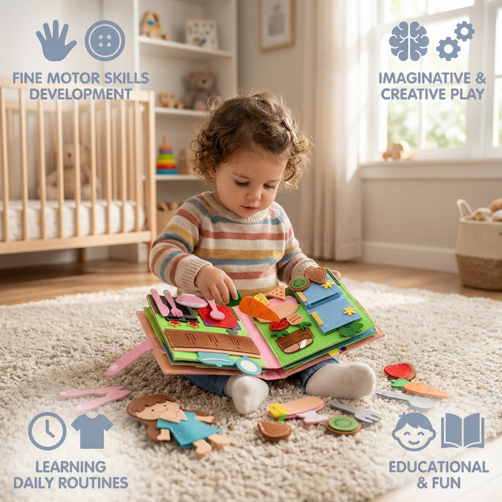 Montessori Felt Busy Book for Children – Dressing, Sorting & Everyday Learning
