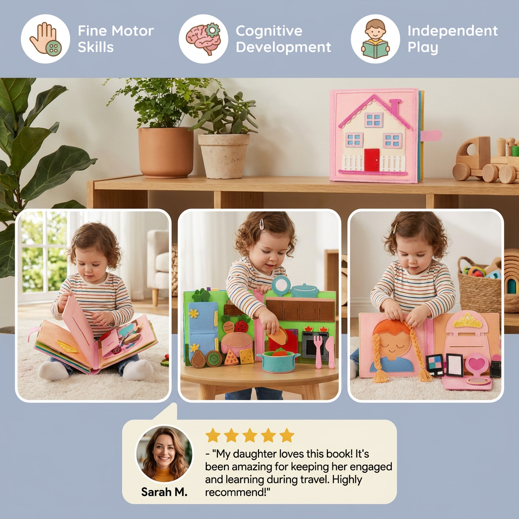 Montessori Felt Busy Book for Children – Dressing, Sorting & Everyday Learning