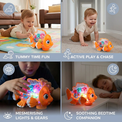 Light-Up Gear Fish Toy for Kids – Transparent Moving Gears with Music & Motion